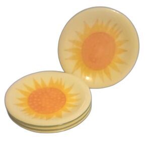 VINTAGE Sunflower Plates 8 Inch Yellow Orange Green